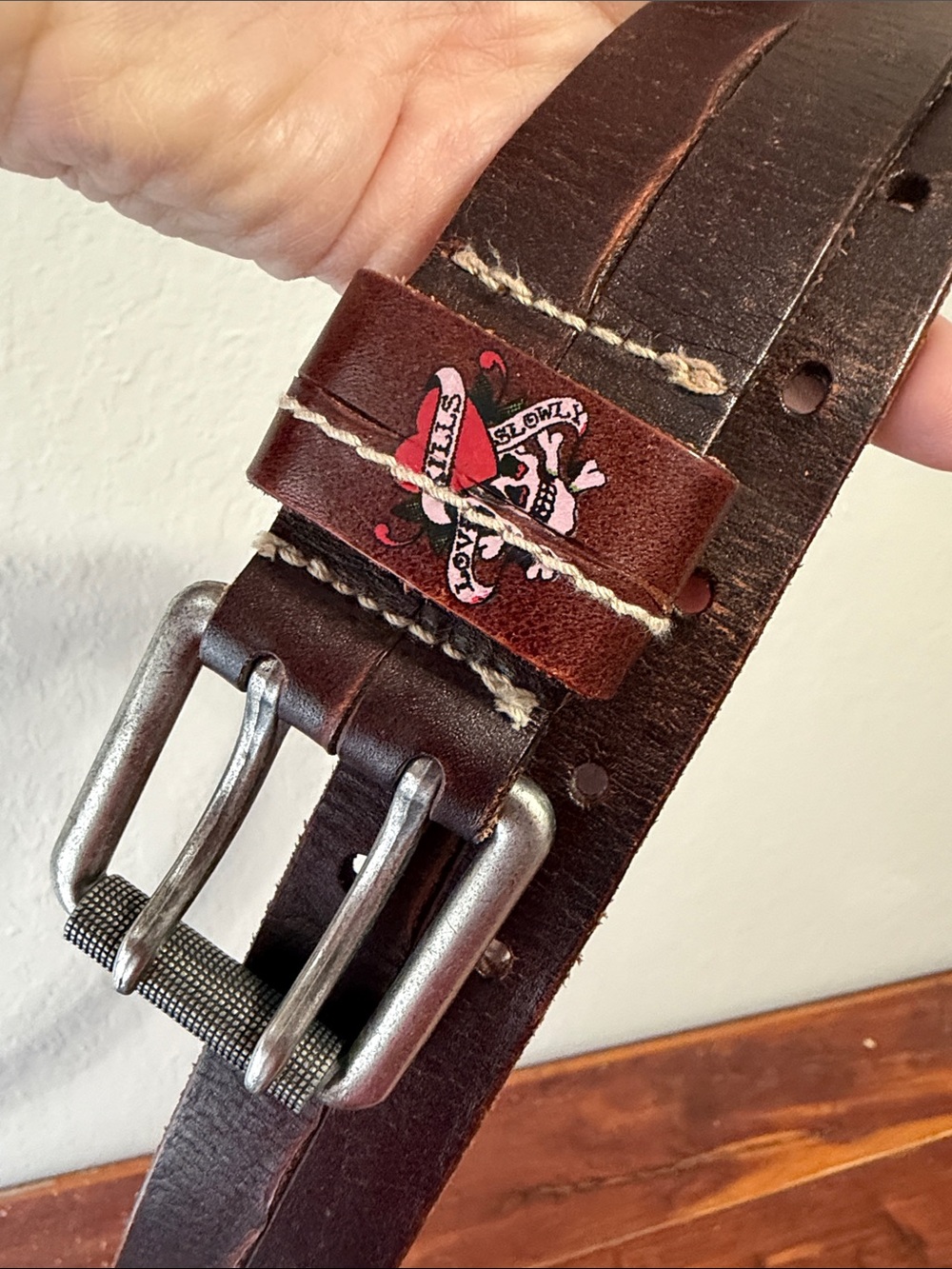 Ed Hardy Belt leather belt Love Kills  Slowly